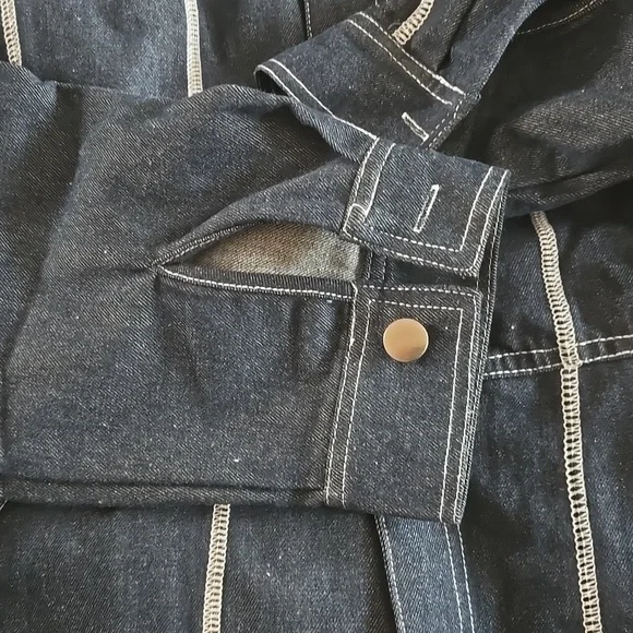 Men's Denim Jumpsuit with White Stitching - Picture 5 of 9